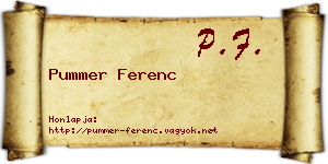Pummer Ferenc névjegykártya